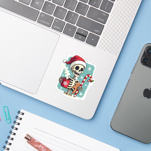 Christmas Skeleton Hot Chocolate Xmas Men Women Ki Aufkleber (Laptop mit iPhone)