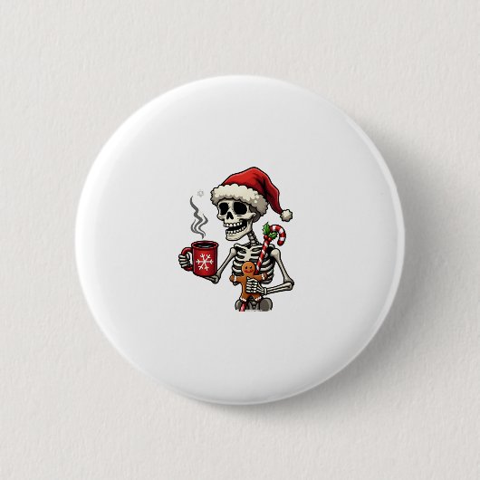 Christmas Skeleton Hot Chocolate Xmas Men Women Ki Button (Vorderseite)