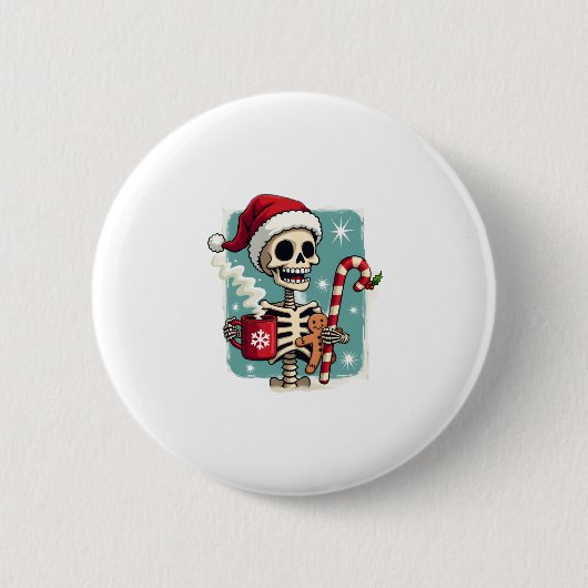 Christmas Skeleton Hot Chocolate Xmas Men Women Ki Button (Vorderseite)