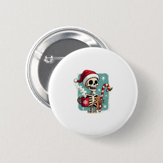 Christmas Skeleton Hot Chocolate Xmas Men Women Ki Button (Vorne & Hinten)