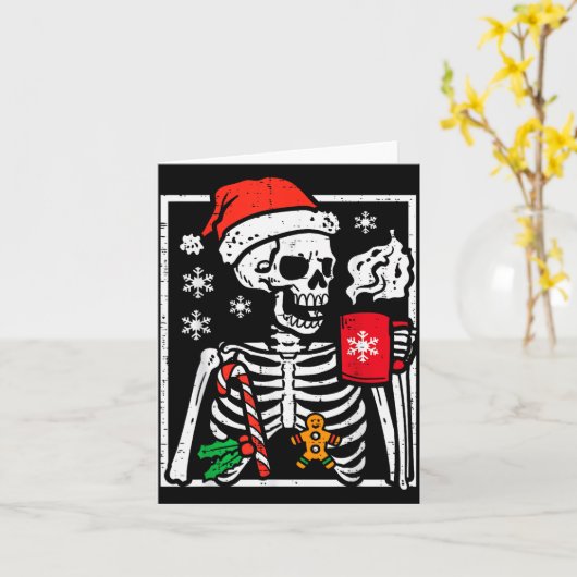 Christmas Skeleton Hot Chocolate Xmas Men Women Ki Karte (Gelbe Blume)