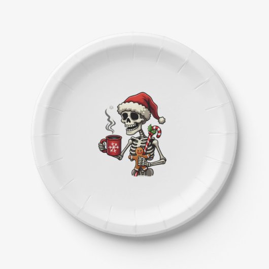 Christmas Skeleton Hot Chocolate Xmas Men Women Ki Pappteller (Vorderseite)