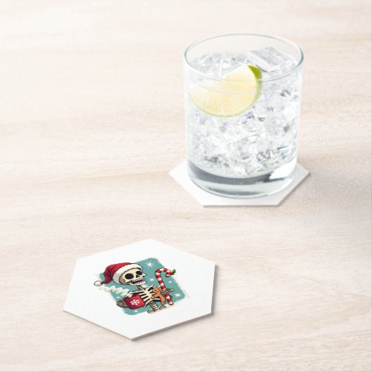 Christmas Skeleton Hot Chocolate Xmas Men Women Ki Untersetzer (Vor Ort)