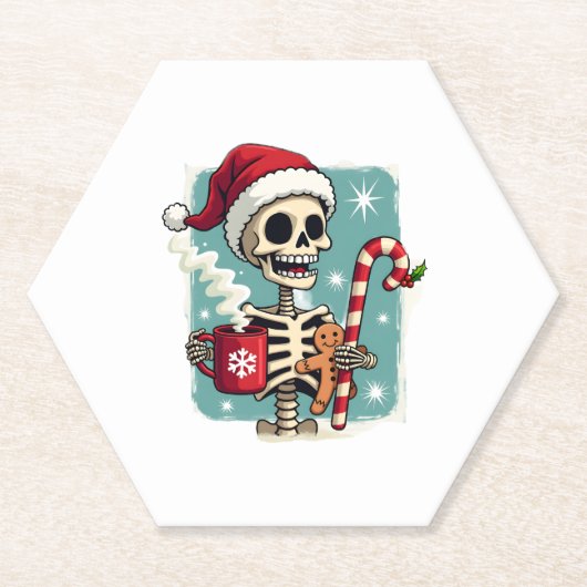 Christmas Skeleton Hot Chocolate Xmas Men Women Ki Untersetzer (Vorderseite)