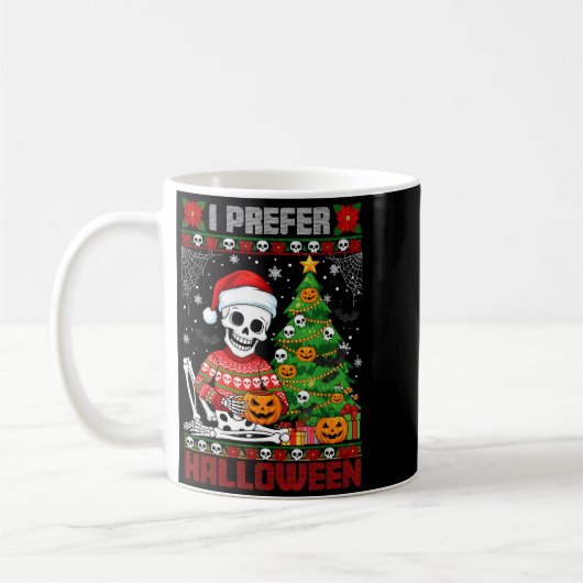 Christmas Skeleton I Prefer Halloween Ugly Xmas Gr Kaffeetasse (Links)