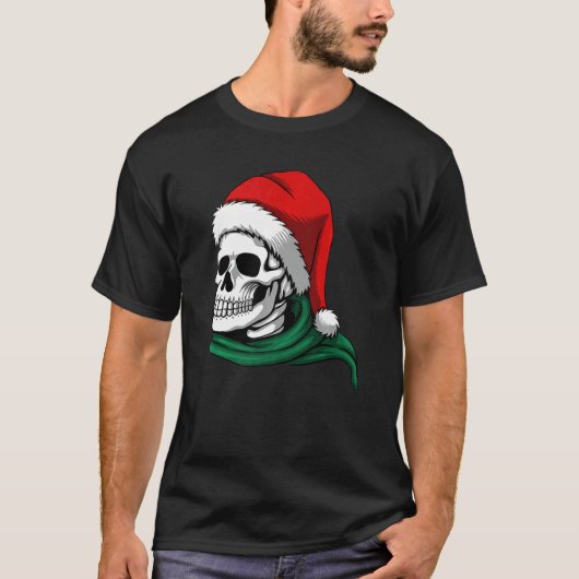 CHRISTMAS SKELETON IN A SANTA HAT & SCARF T-Shirt (Vorderseite)