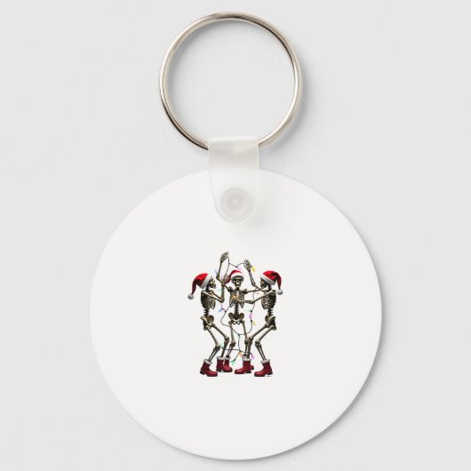 Christmas Skeleton Santa Dancing Lights (1) Schlüsselanhänger (Vorderseite)