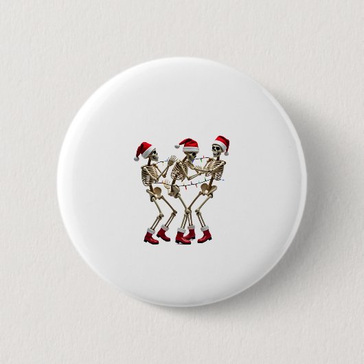 Christmas Skeleton Santa Dancing Lights (2) Button (Vorderseite)