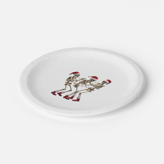 Christmas Skeleton Santa Dancing Lights (2) Pappteller (Schrägansicht)