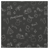 Christmas Sketch Doodles Black Stoff (Nahaufnahme)