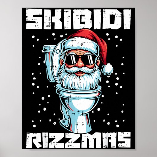 Christmas Skibidi Rizzmas Toilet Xmas Meme Kids Me Poster (Vorne)
