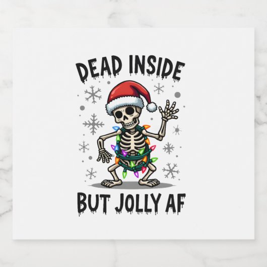 Christmas Skull Peace Dead Inside But Jolly Xmas M Schaumweinetikett (Einzelnes Label)