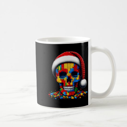 Christmas Skull Santa Hat Block Bricks Master Buil Kaffeetasse (Rechts)