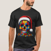 Christmas Skull Santa Hat Block Bricks Master Buil T-Shirt (Vorderseite)