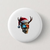 Christmas Skull with Santa Hat and Antlers Mystic Button (Vorderseite)