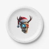 Christmas Skull with Santa Hat and Antlers Mystic Pappteller (Vorderseite)