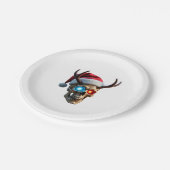 Christmas Skull with Santa Hat and Antlers Mystic Pappteller (Schrägansicht)