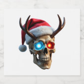 Christmas Skull with Santa Hat and Antlers Mystic Schaumweinetikett (Einzelnes Label)