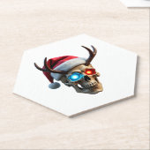 Christmas Skull with Santa Hat and Antlers Mystic Untersetzer (angewinkelt)