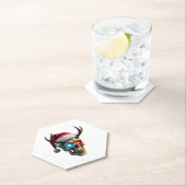 Christmas Skull with Santa Hat and Antlers Mystic Untersetzer (Vor Ort)