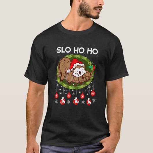 Christmas Sleeping Sloth Santa Slo Ho Ho Ugly Xmas T-Shirt (Vorderseite)
