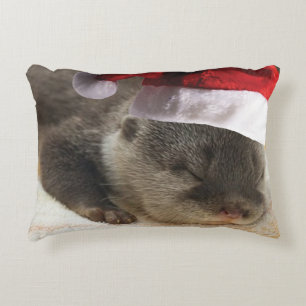 Christmas Sleepy Otter Zierkissen