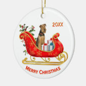 Christmas Sleigh Airedale Terrier Dog Keramik Ornament (Links)