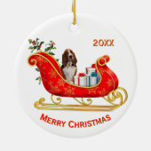 Christmas Sleigh Basset Hound Dog Keramik Ornament (Hinten)