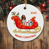 Christmas Sleigh Basset Hound Dog Keramik Ornament