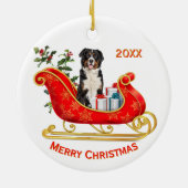 Christmas Sleigh Bernese Mountain Dog Keramik Ornament (Hinten)
