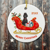Christmas Sleigh Black Poodle Dog Keramik Ornament