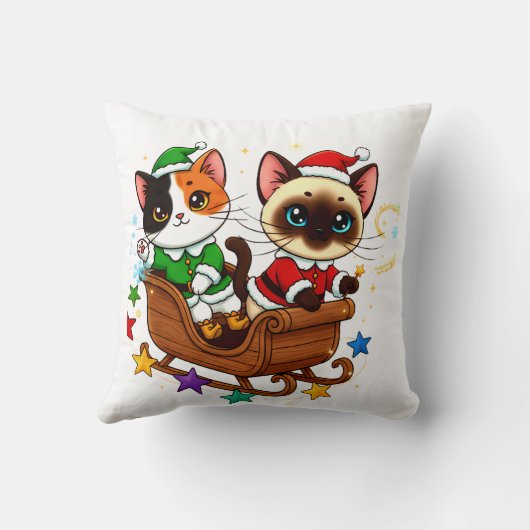 Christmas Sleigh Cats! Kissen (Rückseite)