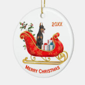 Christmas Sleigh Doberman Pinscher Dog Keramik Ornament (Links)