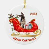 Christmas Sleigh German Shepherd Dog Keramik Ornament (Vorne)