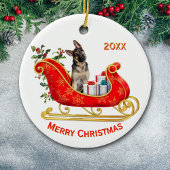 Christmas Sleigh German Shepherd Dog Keramik Ornament