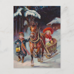 Christmas Sleigh Postcard Feiertagspostkarte