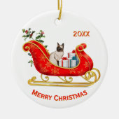 Christmas Sleigh Siamese Cat Keramik Ornament (Vorne)