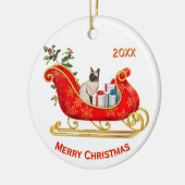 Christmas Sleigh Siamese Cat Keramik Ornament (Links)