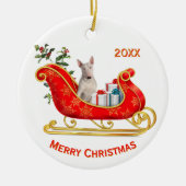 Christmas Sleigh White Bull Terrier Dog Keramik Ornament (Vorne)