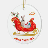Christmas Sleigh White Bull Terrier Dog Keramik Ornament (Links)