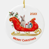Christmas Sleigh White Bull Terrier Dog Keramik Ornament (Hinten)