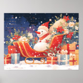Christmas Sleigh with Gifts and Snowman Poster (Vorne)