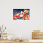Christmas Sleigh with Gifts and Snowman Poster (Küche)