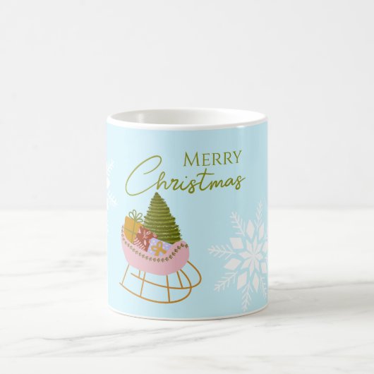 Christmas sleigh with gifts, tree Holiday Gift Kaffeetasse (Mittel)