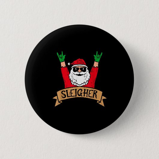Christmas Sleigher Santa Rock Xmas Rocker Men Wome Button (Vorderseite)
