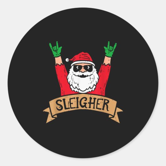 Christmas Sleigher Santa Rock Xmas Rocker Men Wome Runder Aufkleber (Vorderseite)