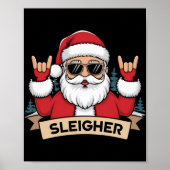 Christmas Sleigher Santa Rock Xmas Rocker T Shirt Poster (Vorne)