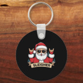Christmas Sleigher Santa Rock Xmas Rocker T Shirt Schlüsselanhänger