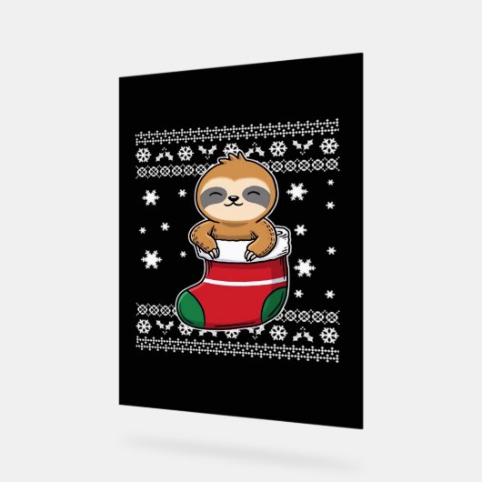 Christmas Sloth Classic T - Shirt Acrylschild (Winkel)