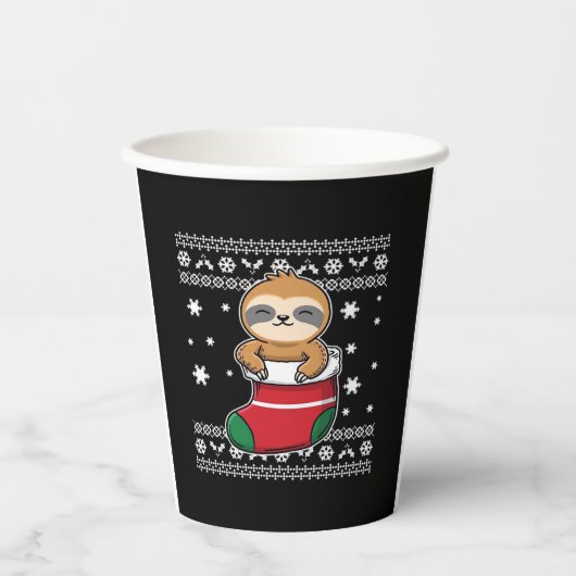 Christmas Sloth Classic T - Shirt Pappbecher (Vorderseite)